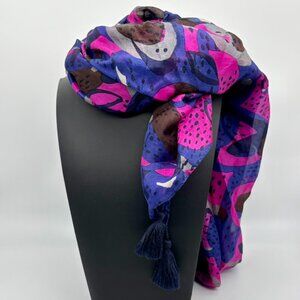 Rockflowerpaper 100 Percent Silk Scarf Mackenzie Berry Pattern W/End Tassels NWT